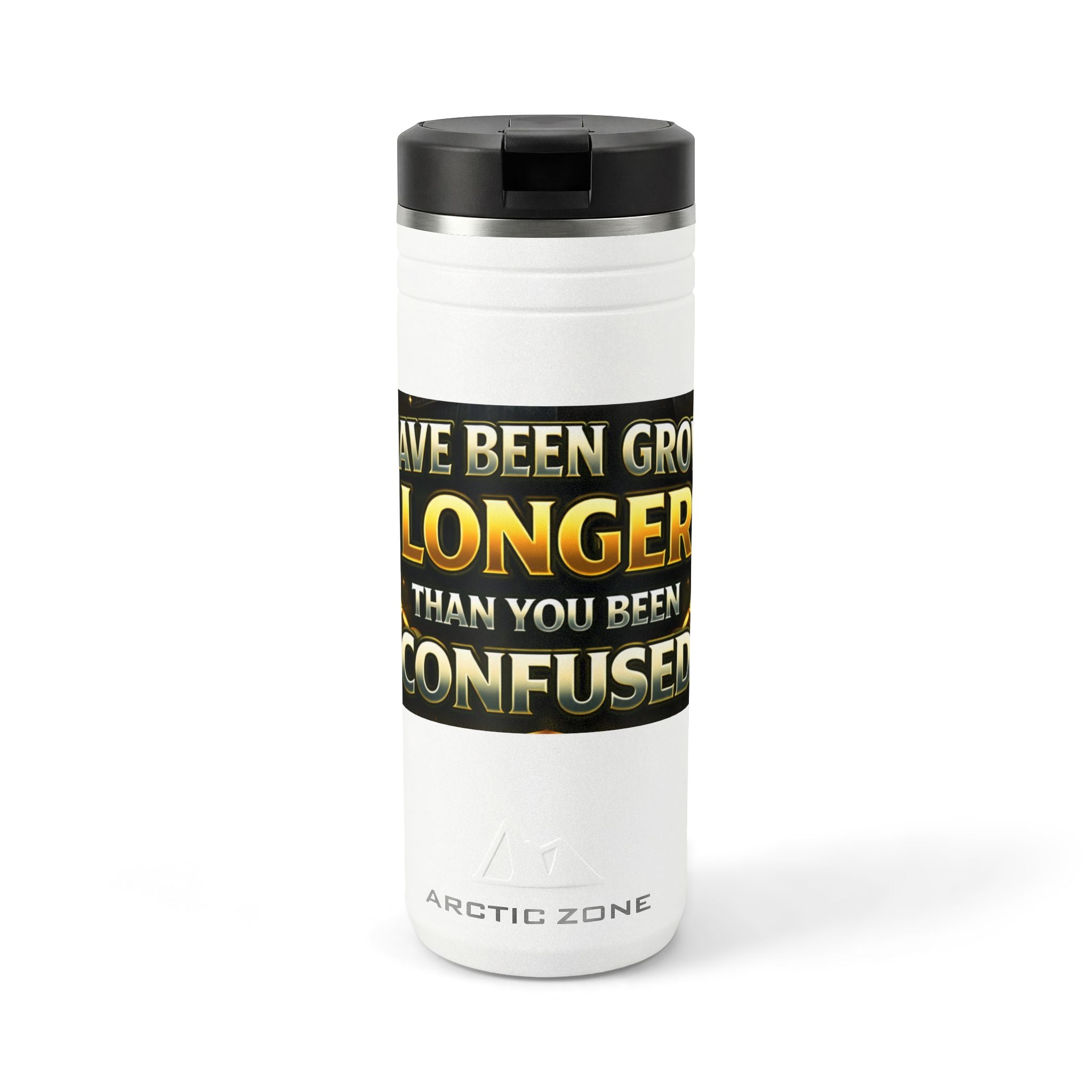 24oz Titan Thermal Straw Tumbler — "I Have Been Growing Longer Than You’ve Been Confused" Gold Chain Design