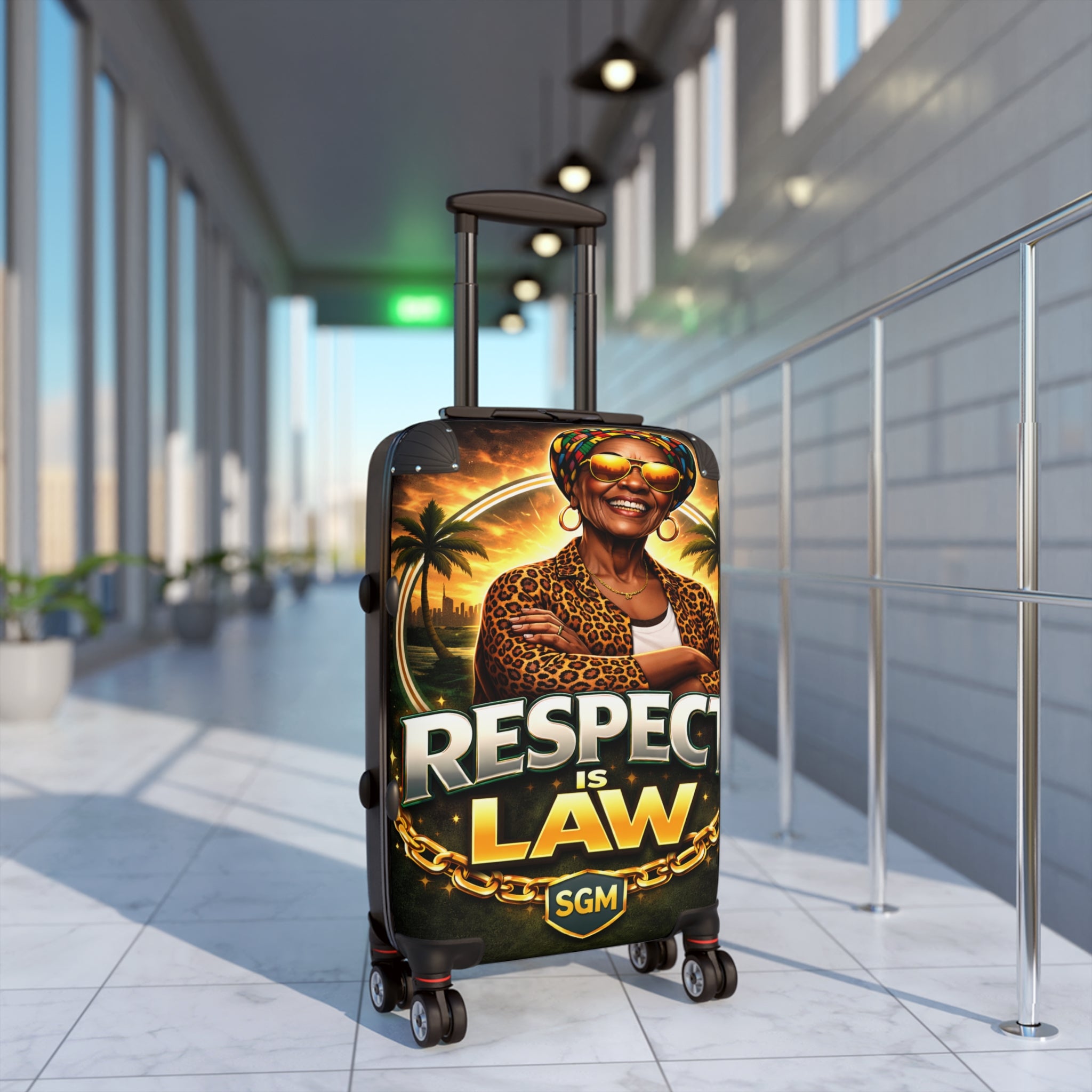 Suitcase — 'Respect Is Law' Travel Carry-On with Bold Afrocentric Graphic