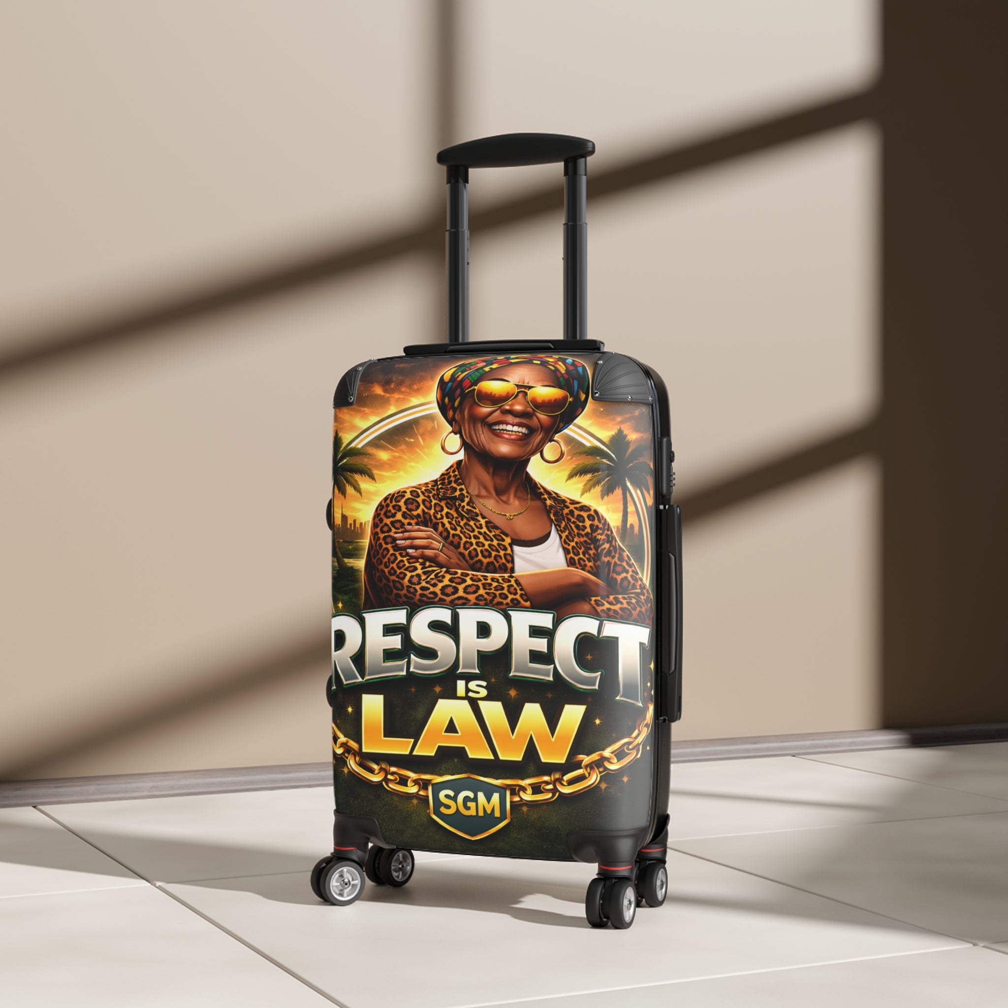 Suitcase — 'Respect Is Law' Travel Carry-On with Bold Afrocentric Graphic