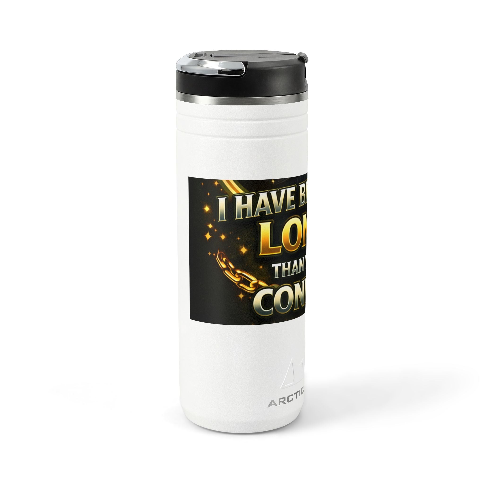 24oz Titan Thermal Straw Tumbler — "I Have Been Growing Longer Than You’ve Been Confused" Gold Chain Design